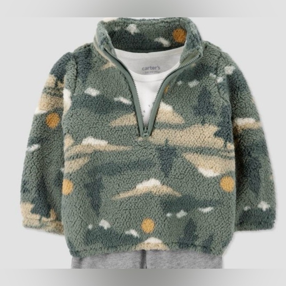 Carter's Olive Fleece Half-Zip Pullover
